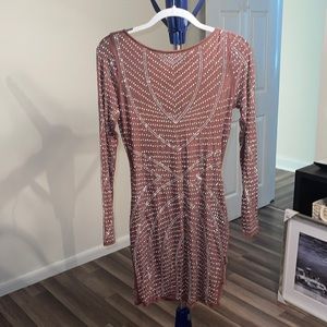 Fashion Nova brown sequin/ rhinestone dress